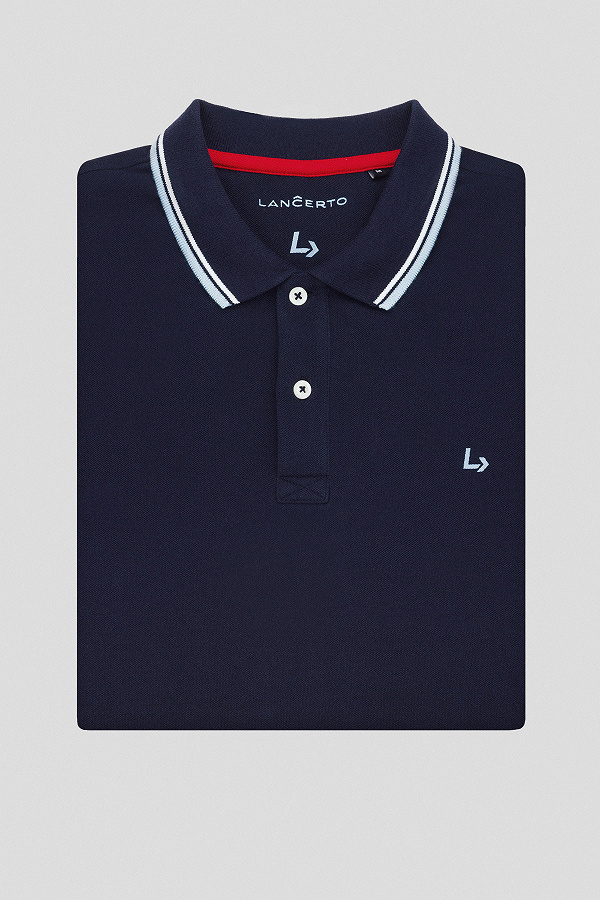 Adrian Navy Blue 2 Polo Shirt - Lancerto